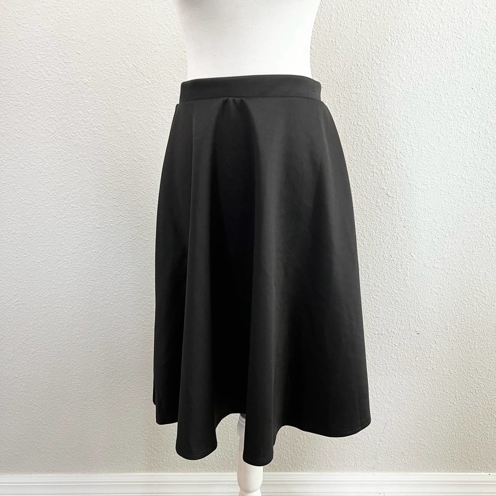 CHRIS & Carol Black A-Line Elastic Waist Midi Skirt M